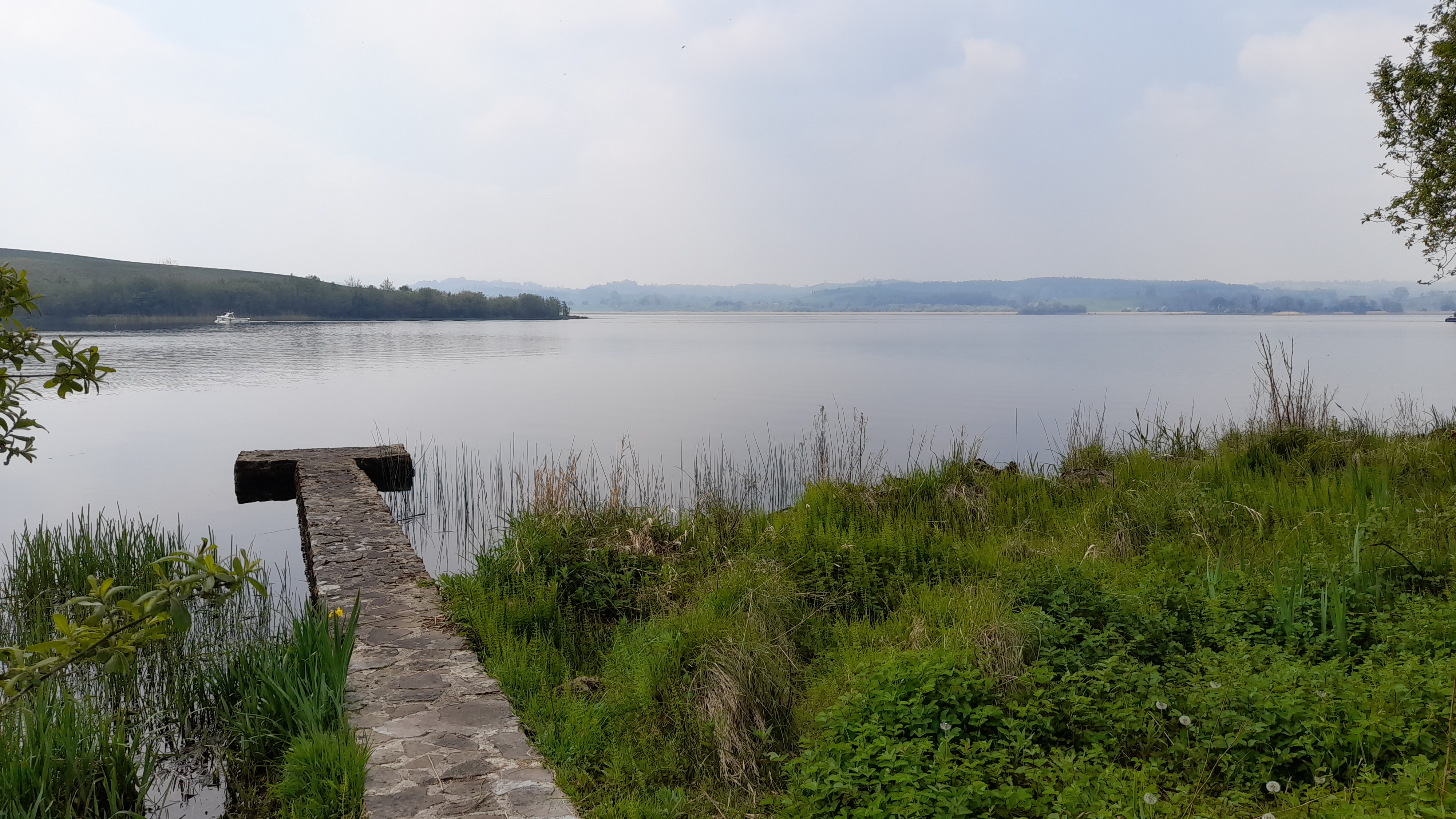 A dock looking over a lake.